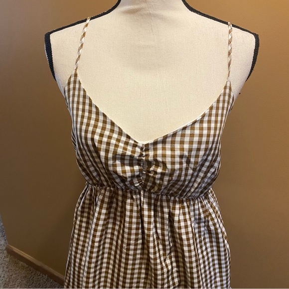 Speechless gingham brown/white open 2 strap above knee sundress NWT sz XXL - Picture 2 of 10